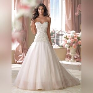 Martin Thornburg for Mon Cheri Bridals Size 14 Ivory & Tea Rose Wedding Gown